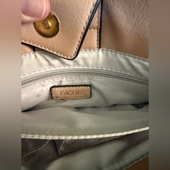 Nicole by Nicole Miller Light Pink Embossed Rose Top Handle Satchel - Picture 4 of 10